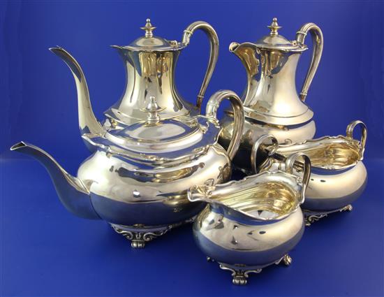 A George V five piece silver tea and coffee set, gross 80 oz.